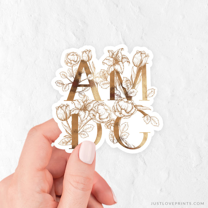 AMDG Floral Vinyl Sticker