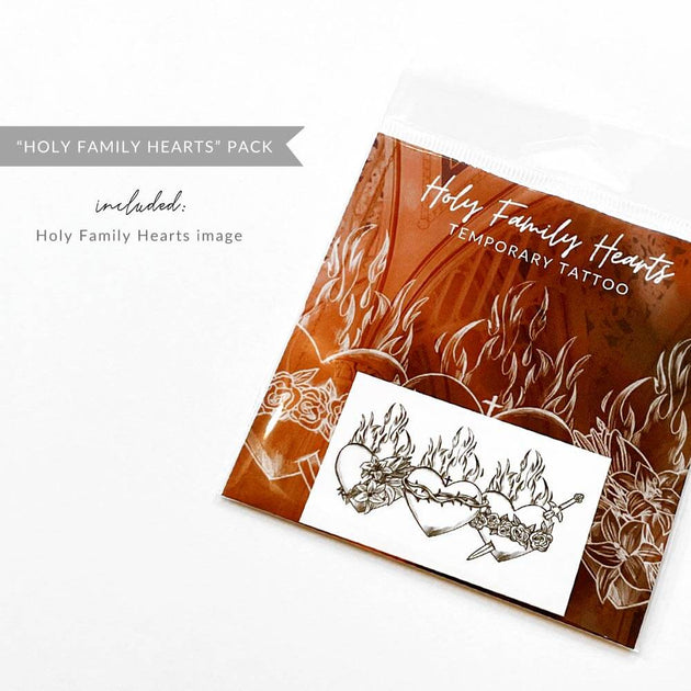 Holy Family Hearts Temporary Tattoo – Just Love Prints