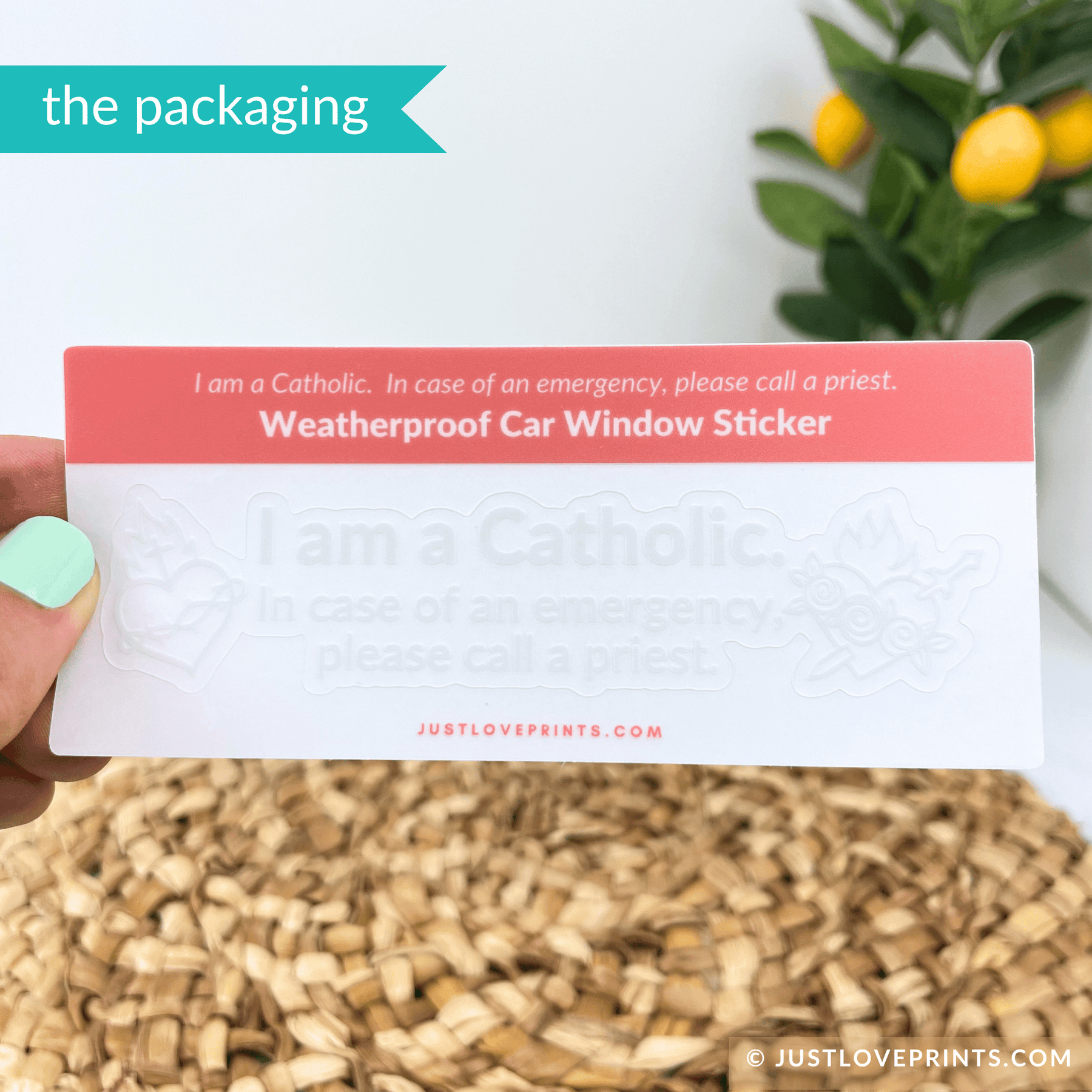 Catholic Emergency Car Window Sticker – Just Love Prints