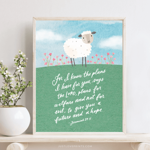 For I know the plans I have for you Jeremiah 29:11 lamb illustration – Christian inspirational wall art
