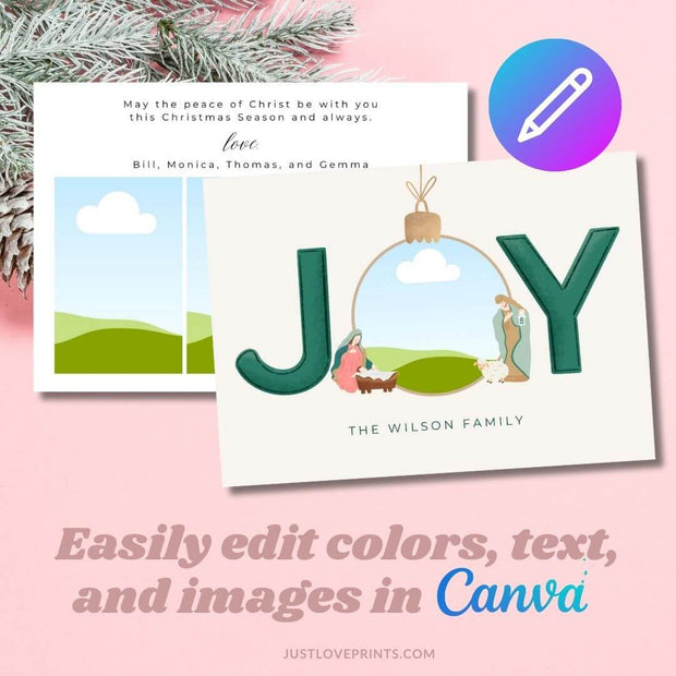 Editable Christmas Card - JOY