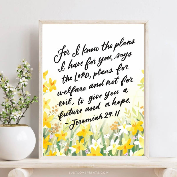 For I Know The Plans I Have for You Print (Yellow Florals)