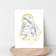 Mary Holding Baby in Heaven 5x7 Print