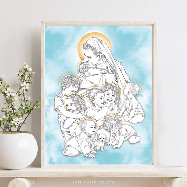 Mary Holding Children in Heaven 8x10 Print
