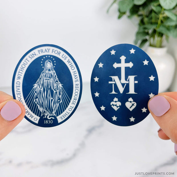 Miraculous Medal Front and Back Vinyl Stickers