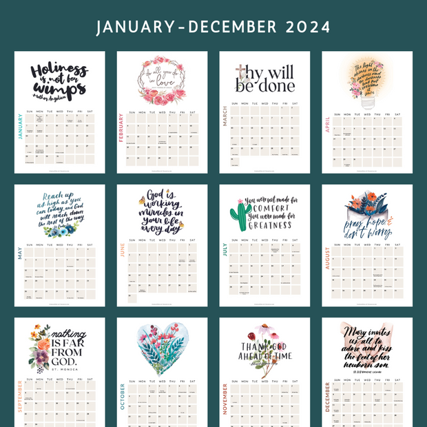 2024 Catholic Watercolor Calendar Download