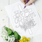 "He is Risen" Colorable Easter Decor