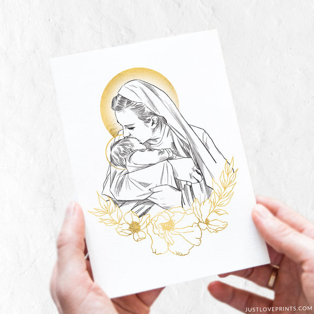 Mary Holding Baby in Heaven 5x7 Print