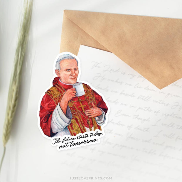 St. John Paul II "Sipping with the Saints" Vinyl Sticker