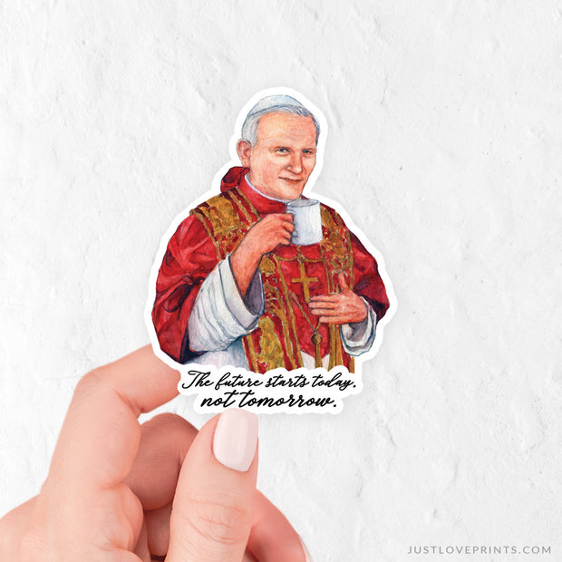 St. John Paul II "Sipping with the Saints" Vinyl Sticker