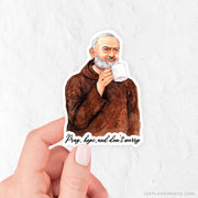 St. Padre Pio "Sipping with the Saints" Vinyl Sticker